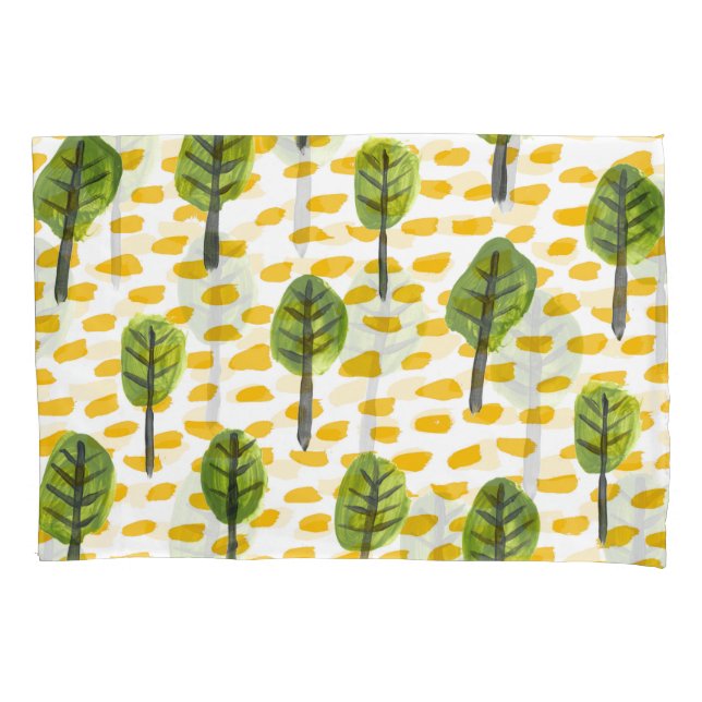 Naive Green Black Tree Pattern Pillowcase (Front)