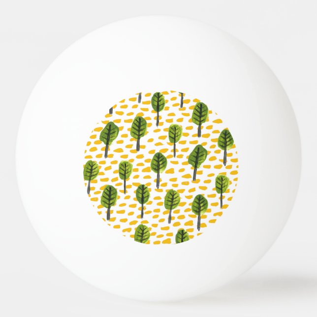Naive Green Black Tree Pattern Ping Pong Ball (Front)