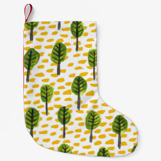 Naive Green Black Tree Pattern Small Christmas Stocking