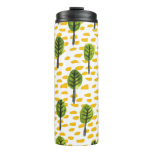 Naive Green Black Tree Pattern Thermal Tumbler