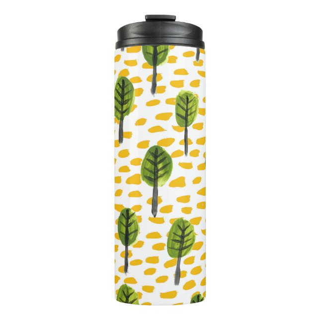 Naive Green Black Tree Pattern Thermal Tumbler (Front)