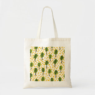 Naive Green Black Tree Pattern Tote Bag
