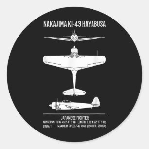 Nakajima Ki-43 Hayabusa Japanese Fighter Plane Classic Round Sticker
