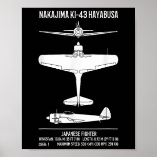 Nakajima Ki-43 Hayabusa Japanese Fighter Plane  Poster