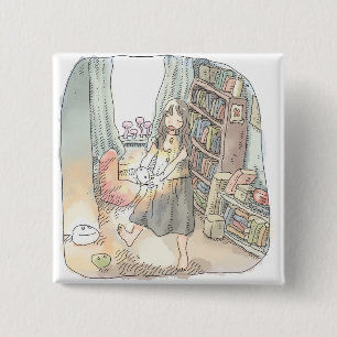 Nakanai an illustration of a woman dancing in a 15 cm square badge