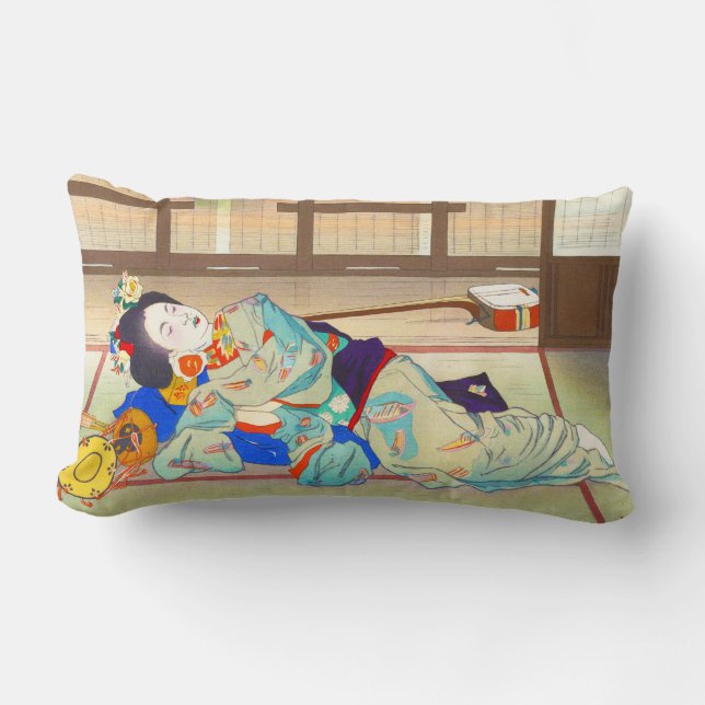 Nakazawa Hiromitsu Inn at Gion japan japanese lady Lumbar Cushion (Front)