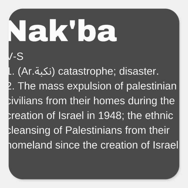  Nakba Meaning design Nakba  Definition text Square Sticker (Front)