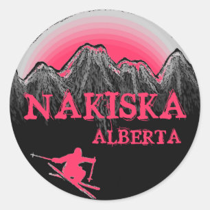 Nakiska Alberta Canada pink skier stickers