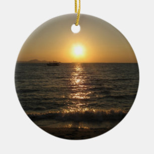 Naklua Beach Sunset ... Chonburi, Thailand Ceramic Tree Decoration