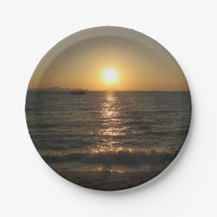Naklua Beach Sunset .. Pattaya, Chonburi, Thailand Paper Plate