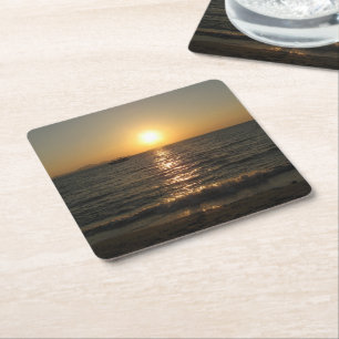 Naklua Beach Sunset .. Pattaya, Chonburi, Thailand Square Paper Coaster
