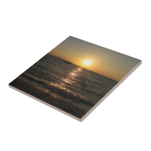 Naklua Beach Sunset .. Pattaya, Chonburi, Thailand Tile (Side)