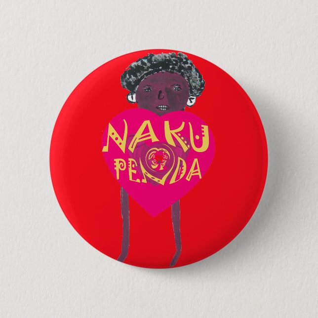 Nakupenda Love Art – Swahili Heart Design 6 Cm Round Badge (Front)