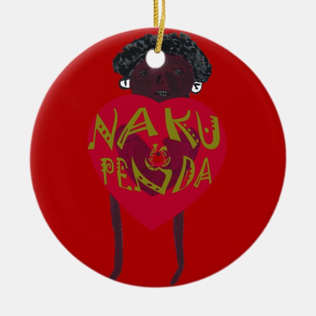  Nakupenda Sana Art Print  Swahili Design Ceramic Tree Decoration (Front)