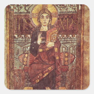 NAL 1203 fol.3 Christ in Majesty, from the Godesca Square Sticker