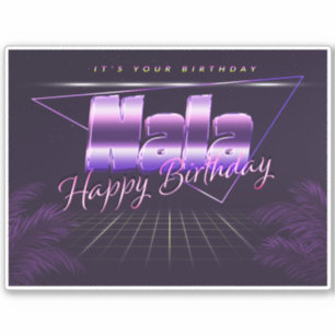Nala Name Vorname lila retro Sticker Geburtstag