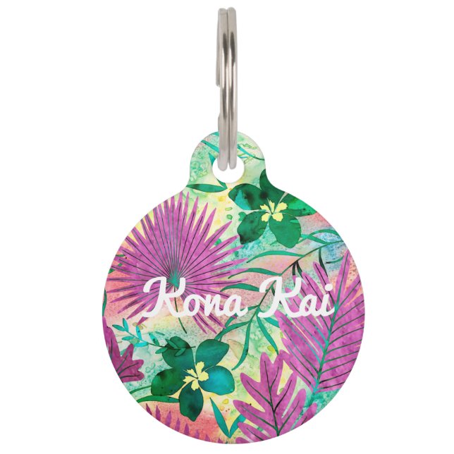 Nalani Hawaiian Tropical Garden Fuchsia Pet Tag (Front)