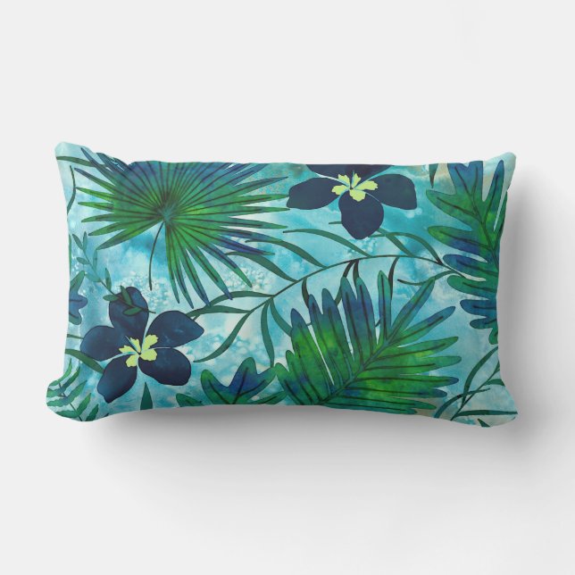 Nalani Hawaiian Tropical Garden Reversible Lumbar Cushion (Front)