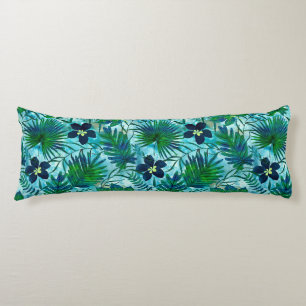 Nalani Hawaiian Tropical Garden Teal Body Cushion