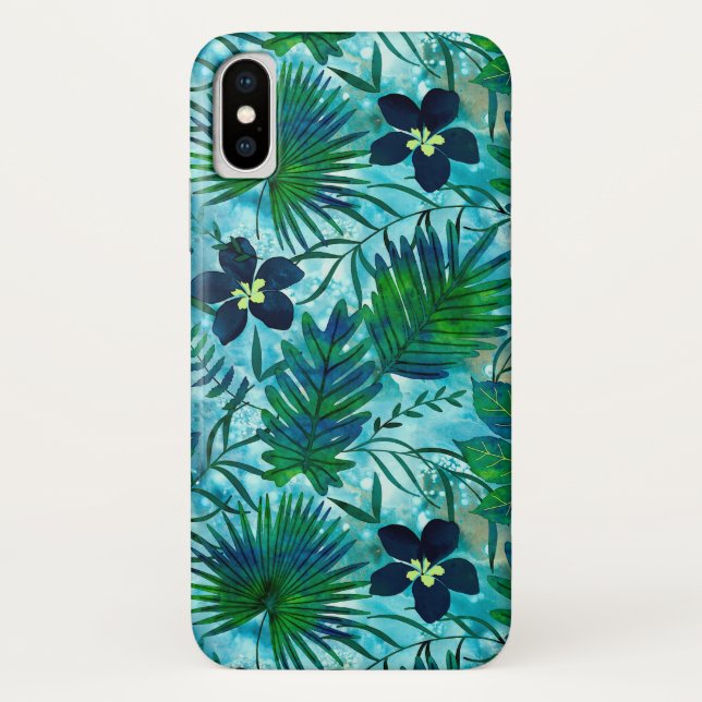Nalani Hawaiian Tropical Garden Teal Case-Mate iPhone Case (Back)