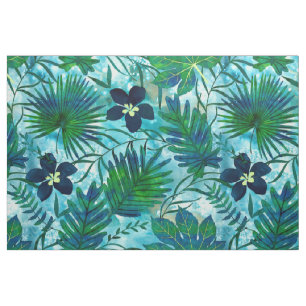 Nalani Hawaiian Tropical Garden Teal Fabric
