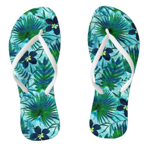 Nalani Hawaiian Tropical Garden Teal Jandals