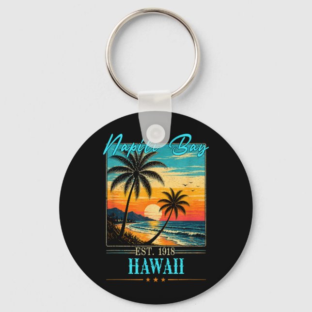 Nali Bay Hawaii Sunset Beach Summer 2026 Key Ring (Front)