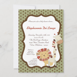 Nali Jungle Zoo Animal Lion Baby Shower Invitation