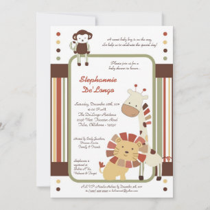 Nali Jungle Zoo Animal Lion Baby Shower Invitation