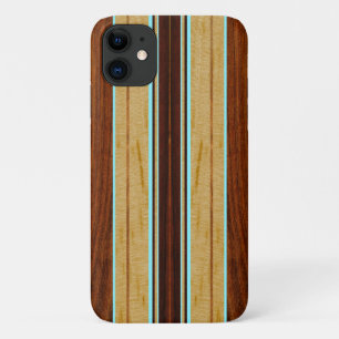 Nalu Hou Faux Koa Wood Surfboard Aqua Case-Mate iPhone Case
