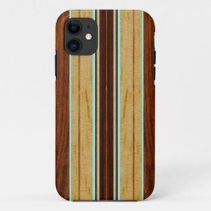 Nalu Hou Faux Koa Wood Surfboard iPhone 5 Cases