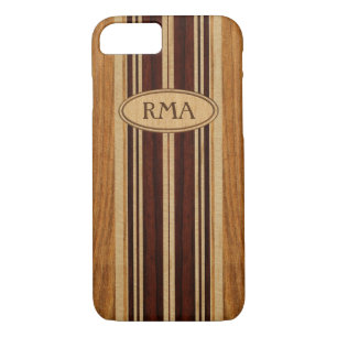 Nalu Lua Faux Koa Wood Monogram Surfboard Case-Mate iPhone Case