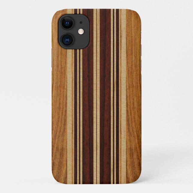 Nalu Lua Faux Koa Wood Surfboard Case-Mate iPhone Case (Back)