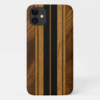 Nalu Mua Faux Koa Wood Surfboard Black Case-Mate iPhone Case