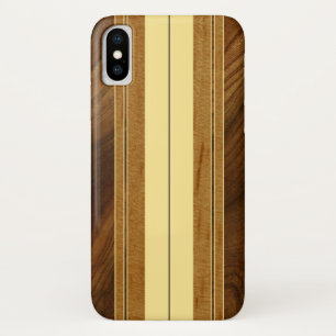 Nalu Mua Faux Koa Wood Surfboard iPhone X Case