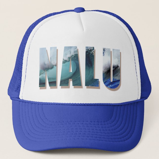 "Nalu" Trucker cap with Hawaiian Wave Print (Front)
