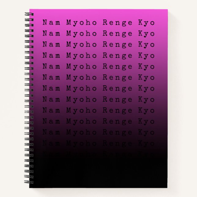 Nam Myoho Renge Kyo Black Purple Gradient Notebook (Front)