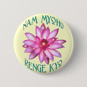 Nam Myoho Renge Kyo with Lotus Flower Design 6 Cm Round Badge
