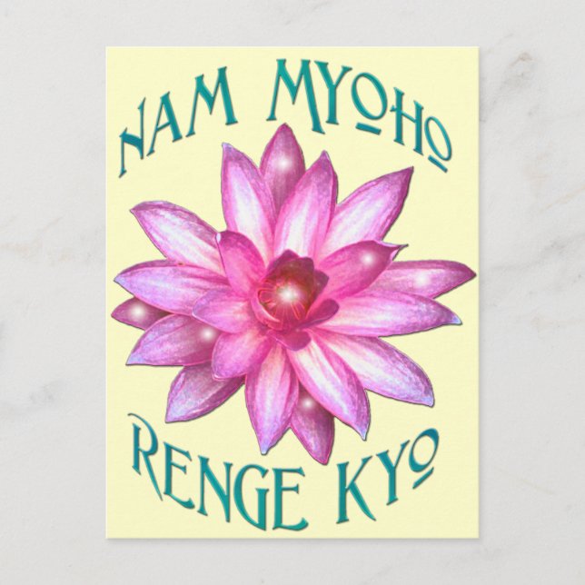 Nam Myoho Renge Kyo with Lotus Flower Design Postcard (Front)