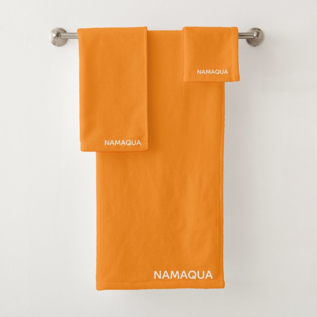 Namaqua orange color name bath towel set (Insitu)