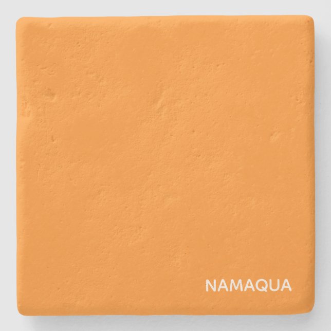 Namaqua orange color name stone coaster (Front)