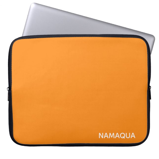 Namaqua orange colour name laptop sleeve (Front)
