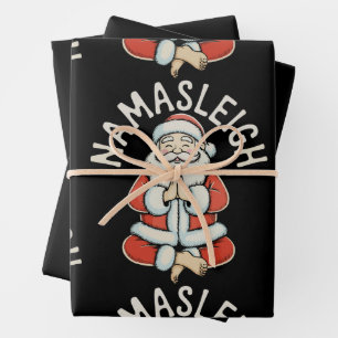 Namasleigh Santa Sleigh Namaste Yoga Meditation Wrapping Paper Sheet