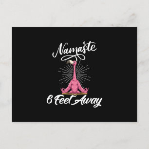 Namaste 6 Feet Away Flamingo Yoga Teachers Social Invitation Postcard