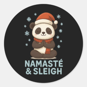 Namasté And Sleigh Cute Christmas Yoga Panda Classic Round Sticker