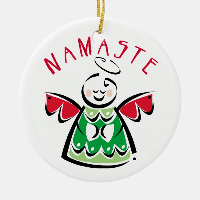 Namaste Angel Ceramic Tree Decoration (Front)