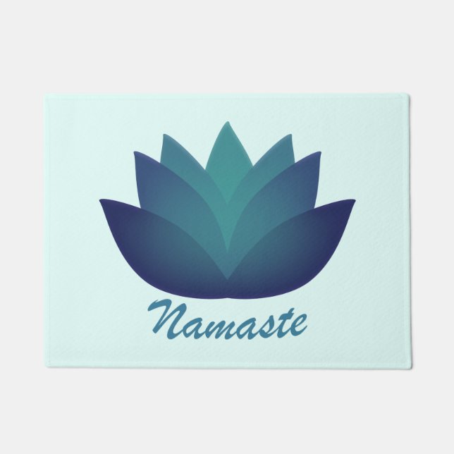 Namaste Aquamarine Lotus Flower Doormat (Front)