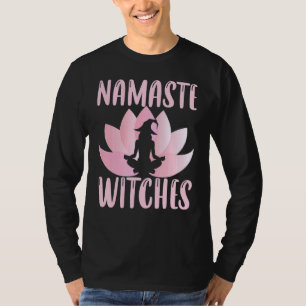 Namaste Barefoot Witch Halloween Hat Mandala Lotus T-Shirt