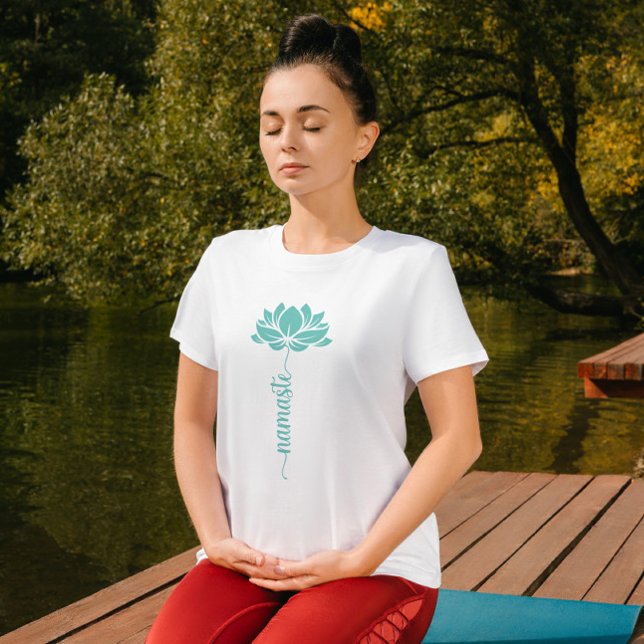 Namaste Black Lotus Flower Modern Script T-Shirt (Creator Uploaded)