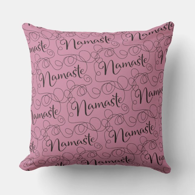 NAMASTE black seamless pattern with LINES Cushion (Front)